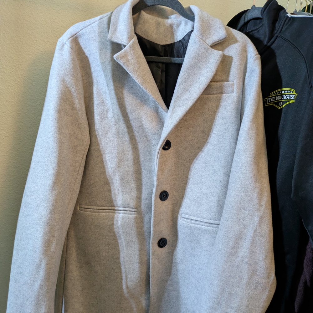 Men's Gray Wool Blend Coat